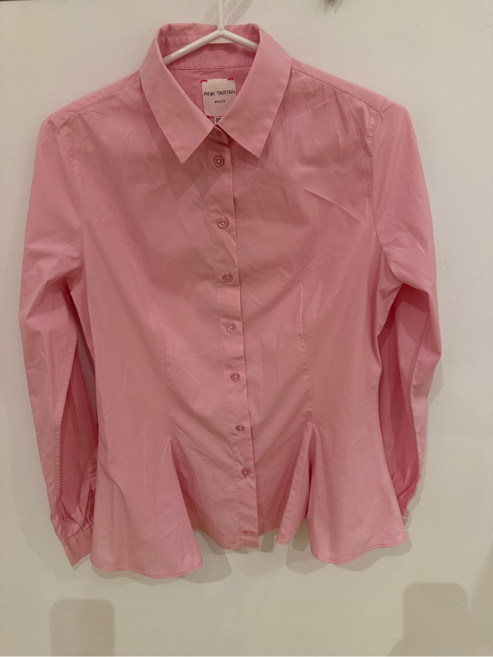 Pink Tartan Light Pink Peplum Button-Down Shirt - women’s 8